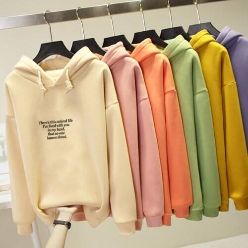 Letter Print Warm Streetwear Harajuku Korean Style Sweatshirt Oversized Thick Loose Women Hoodies Punk for Girls Coat Tops