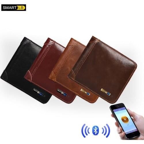 Smart Anti-lost Anti-theft Wallet Men Genuine Leather Wallet Male Retro Short Business Wallet Multi-card Coin Purse Card Holder
