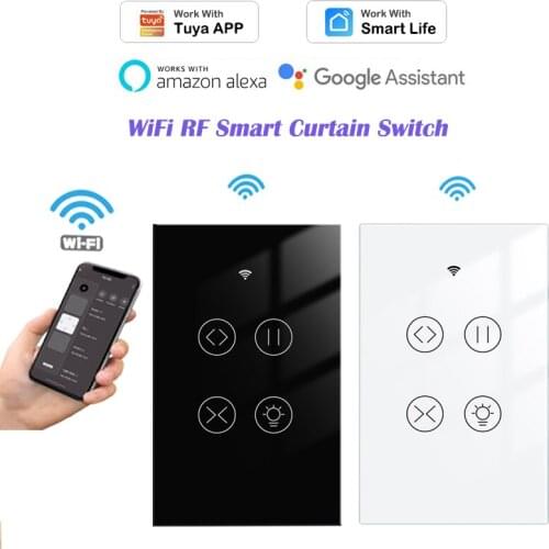 WiFi RF Smart Curtain Switch US Plug Touch Curtain Light Switch Tuya Smart Life APP Remote Control Support Alexa Google Home