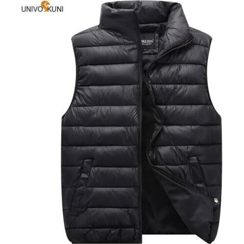 UNIVOS KUNI 2019 Men Warm Vest Soild Color Padded Fashion Design Loose Couple Women Male Autumn Winter Big Size 5XL J604