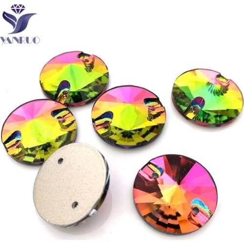 YANRUO Top 3200 Rivoli Rainbow Sew On Stones Glass Flat Back Rhinestone Sewing Crystal Strass Stones For Clothes