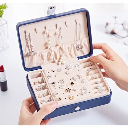 Jewelry Box Travel Jewel Box Organizer Necklace Earring Ring Storage Box Women Gifts(Give away necklaces and earrings)