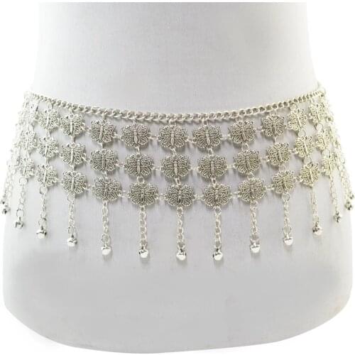 Girls Vintage Gypsy Tassel Dance Hippie Waist Body Chains Belly Sexy Butterfly Turkish Boho Dress Belt Festival Jewelry