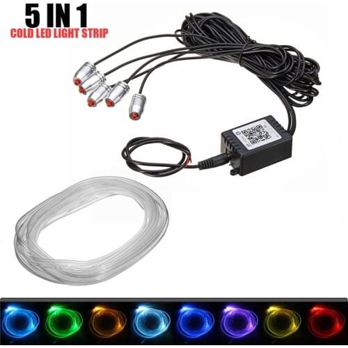 1set 6m Sound Active RGB LED Car Interior Light Multicolor EL Neon Strip Light Bluetooth Phone APP Control Atmosphere Light 12V