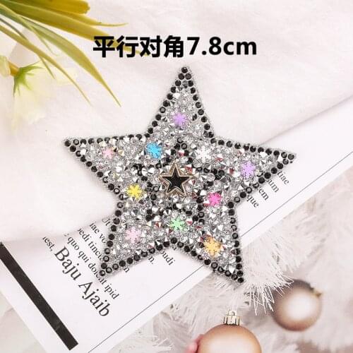 1Pcs Coloured Sparkling Rhinestone Five-pointed Star Tassel Clothes Patches Patches for Clothing Appliques Iron-on stickers