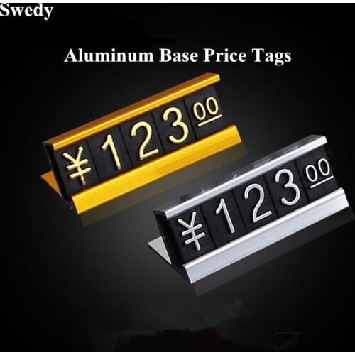 10 Sets Adjustable Price Tag Counter Stand Number Letter Dollar Eur Price Block Kit Label Metal Base Sale Price Display Stand
