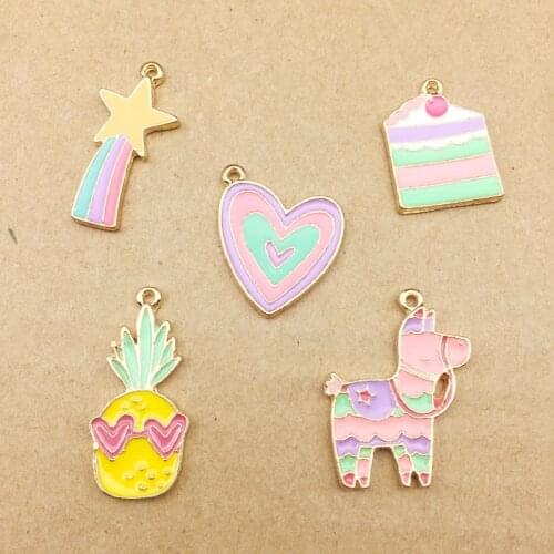10pcs cake charm heart pineapple horse charms for jewelry making and crafting earring charm
