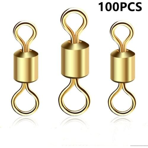 100pcs Fishing Barrel Bearing Rolling Swivel Solid Ring LB Lures Connector 9 Size Fishing Tackle Accessories Fish Tool