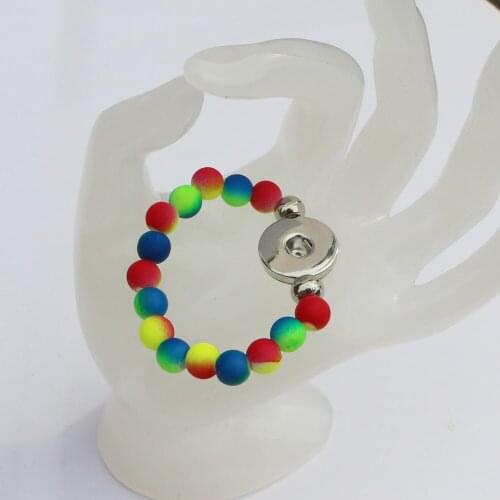2PC Kids 18mm Snap Charm Button Bracelet Colorful Beads Snap Bracelets Jewelry For Children Girls Gifts Diy Snap Jewelry