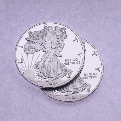 2016 1 OZ American Eagle Statue of Liberty Silver Coin Silvering Brass Core Not Magnetic Collection Crafts