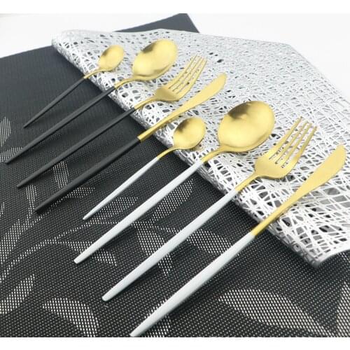 24 pieces stainless steel cutlery set matte Portugal cutlery portable cutlery steak cutlery set tableware