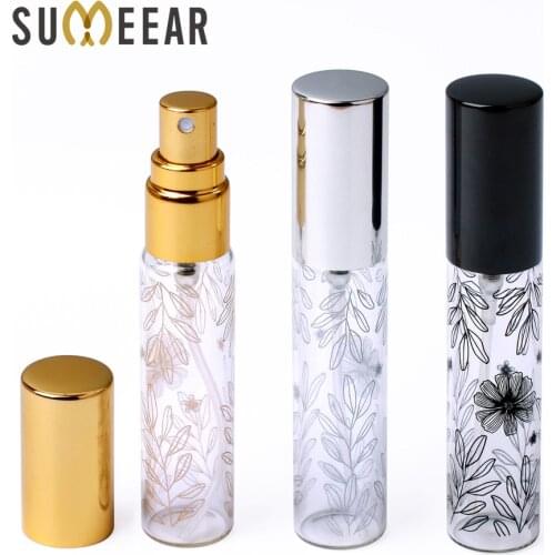 50 Pcs/Lot 10ml Portable Decorative Pattern Glass Perfume Bottle With Atomizer Empty Cosmetic Mini Refillable Bottles