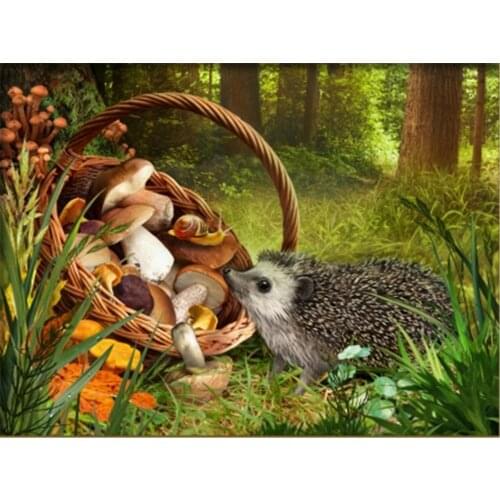 5d Diamond Painting full square Hedgehog Cross Stitch DIY Diamond Embroidery full rhinestones Mosaic Forest Scenery home decor