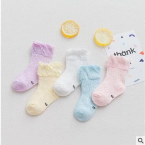 AJLONGER 5 Pairs/Lot Cotton Children Kids Socks for Girls Boys Spring Summer Wear Solid Color Fashion Sports Casual Socks