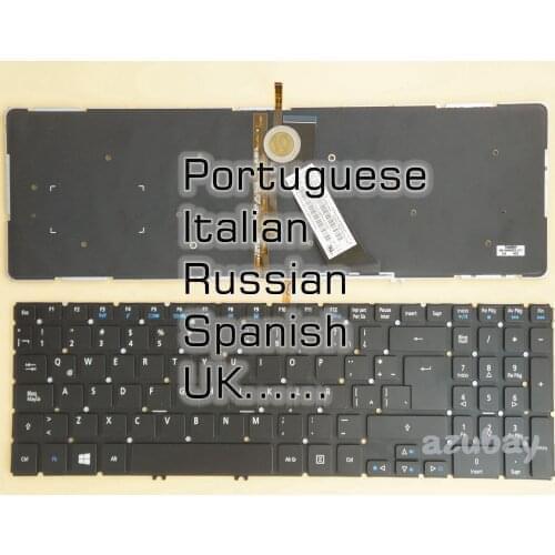 UK Portuguese Italian Russian Spanish Keyboard For Acer V7-581 V7-581G V7-581P V7-582P V7-582PG VN7-571 VN7-571G Red Backlit
