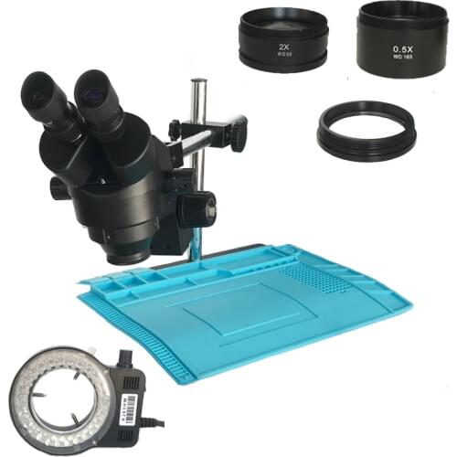 3.5X-45X Or 7-45X Binocular Stereo Microscope WF10X Eyepiece+56 LED Light+Universal bracket+Big Floor Insulation Working Mat