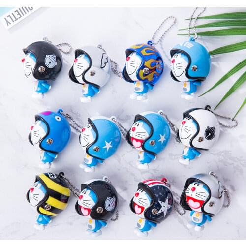 Lovely Animal Doraemo Keychain Cartoon Japan Doraemon Figure Action Colorful Helmet Bell Toys For Kids Christmas Gift