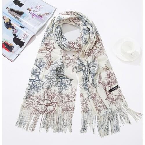 CZHCQQ High Quality Women Fashion Printing Scarf with Tassel Lady Winter Autumn Long Scarf Luxury Brand Hot Sale Men Shawl