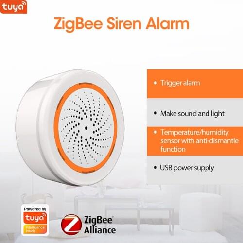 Tuya Smart Life Zigbee Alarm Sensor ,Build in Temperature and Humidity Sensor, Home Security Sensor ,Works with Tuya Zigbee Hub