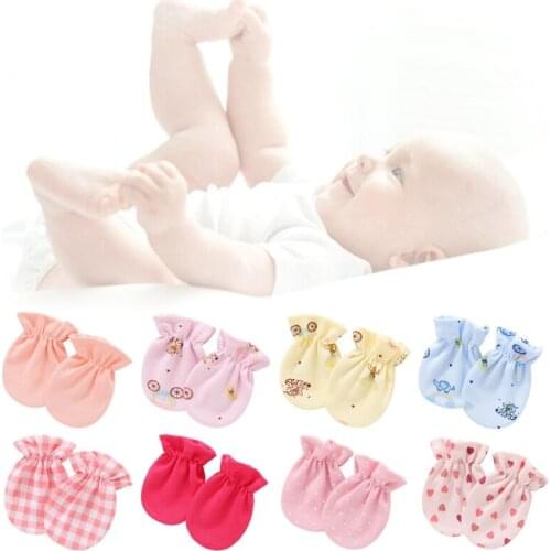 Baby Anti Scratching Soft Cotton Gloves Newborn Protection Face Scratch Mittens 97BC