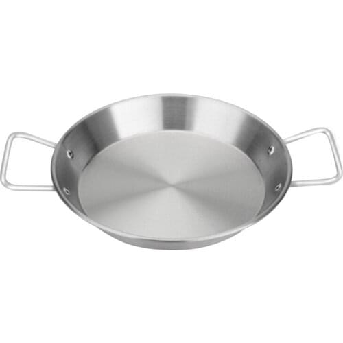 Restaurant Flat Strip Ltalian Paella Double Ear Seafood Pot Cooking Tool Stainless Steel Shallow Soup Pot
