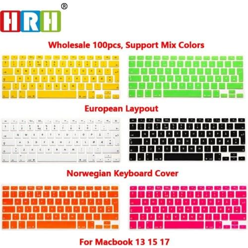 HRH 100pcs Norwegian Laptop Silicone Keyboard Cover Skin Protector Film For MacBook Air Pro with 13" 15" 17"Retina EU Version