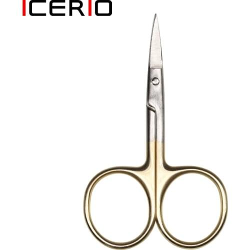 ICERIO Gold Loops Stainless Steel Carbide Fly Tying Scissors Serrated Straight Blades Scissors Tying Tools