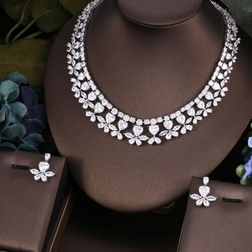Janekelly 2pcs Bridal Zirconia Full Jewelry Sets For Women Party, Luxury Dubai Nigeria CZ Crystal Wedding Jewelry Sets