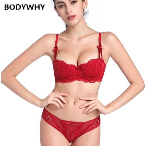 Women Lace Bra Set Backless Bra and Panty Set Push Up 1/2 Cup Underwear Brief Set Lingerie 4 Colors Sexy Elegant Fashion Beauty