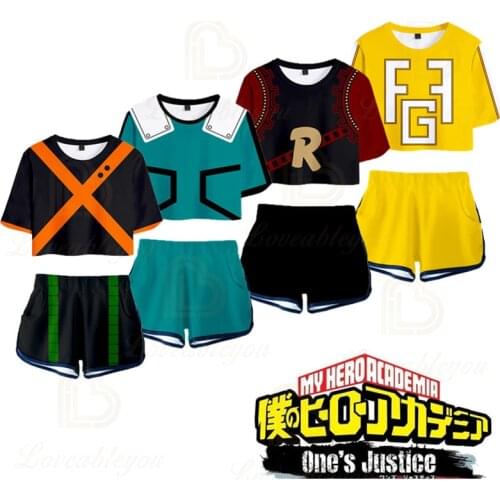 New 3D Anime Boku Character Costume Digital Printed Short T Adult Children Cosplay Shorts Summer Beach Two Piece Sets