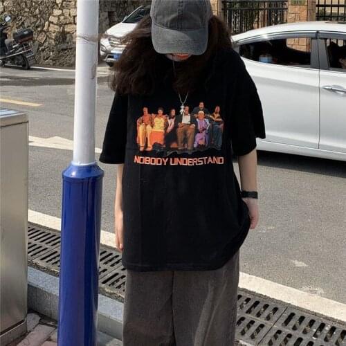 Summer Funny Printed Women Female T-shirt Cool Black Boys Couple Tshirt Cool Design High Street New T Shirt Tee