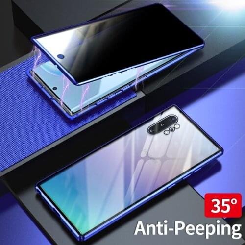 Privacy Magnetic Metal Case for Samsung Galaxy Note 20 10 9 8 S10 S9 S8 Plus S21 Ultra S20 FE A50 70 A51 A71 Anti-peeping Cover