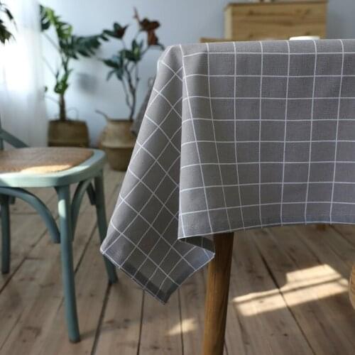 Fashion Plaid Linen Table Cloth Country Style Waterproof Multifunctional Rectangle Table Cover Tablecloth Kitchen Adornment