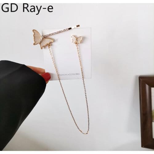 New Fashion Temperament Web Celebrity Sweet Lovely Butterfly Hairpin Minority Design Integral Ear Stud Hair Ornaments 1040