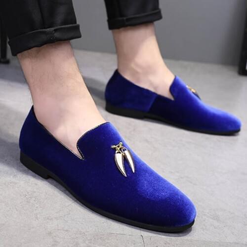 Fashion Suede Dress Shoes Slip-on Pointed Toe Wedding Shoes Leather Formal Shoes Men Designer Oxfords Big Size Loafers K6-32