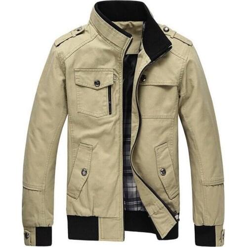 Jacket Men Stand Collar Military Jackets Mens Casual Outerwear Washed Coats Mens Spring Autumn Winter Pocket Streetwear Jackets