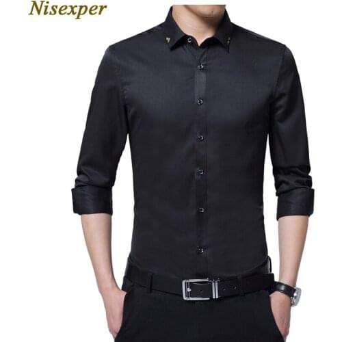 2020 Shirt Men Long Sleeve Autumn New Fashion Designer Good Quality Solid Shirt Slim Fit Business Shirts Formal M-5XL