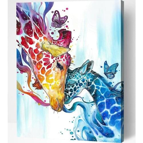 GATYZTORY 60x75cm Frame DIY Oil Painting By Numbers Giraffe Animals Paint By Numbers Acrylic Painting On Canvas Home Decor Gift