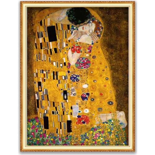 Klimt DIY 11CT Embroidery Cross Stitch Kits Needlework Craft Set Printed Canvas Cotton Thread Home Decoration Wholesale For Room