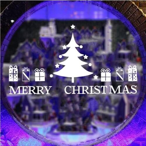 Christmas tree theme wall sticker new year shop window decoration poster vinyl carving removable decal art wallpaper xmas50