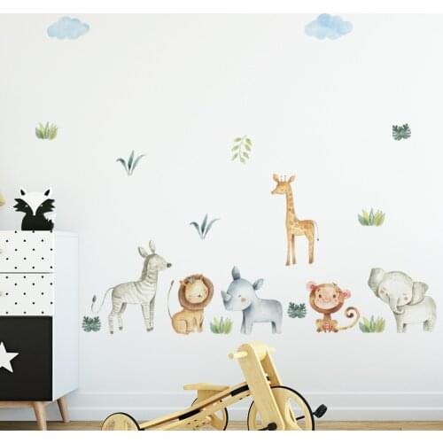 Cartoon Animal Buddies Wall Sticker for Kids Room Home Decoration Mural Removable Wallpaper Bedroom Nursery Background Stickers