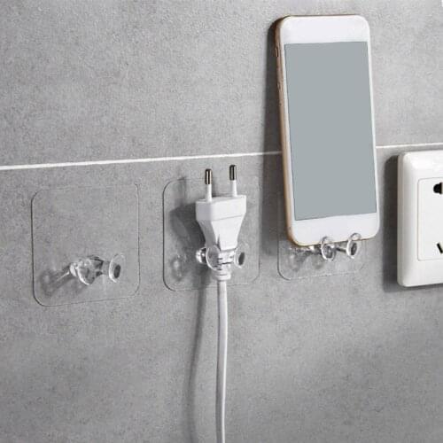 1pc Wall Storage Hook Power Plug Socket Holder Wall Adhesive Hanger Home Office Multicolor Finishing Plug Holder