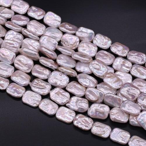Natural Freshwater Pearl Beads Rectangle Shape for Women Gifts Elegant Necklace Bracelet Jewelry Making DIY Size 15x18mm