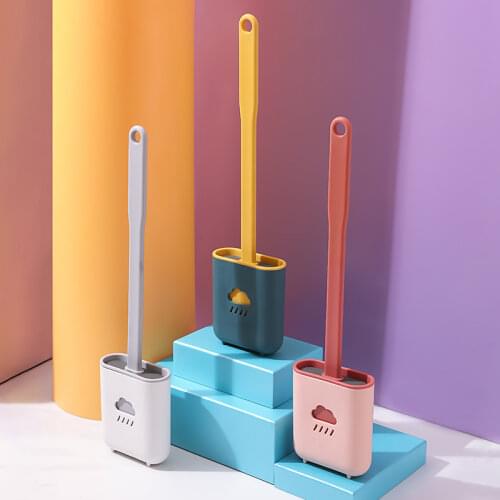 New Silicone Toilet Brush Household No Dead Ends Cute Wall-mounted Toilet Brush Set Toilet Cleaning Brush