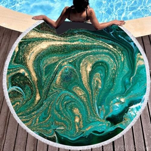 New Tie-dyed Multi-color Digital Print Beach Towel with Ultrafine Fiber Circular Diameter and Tassel Water Absorbent Towels