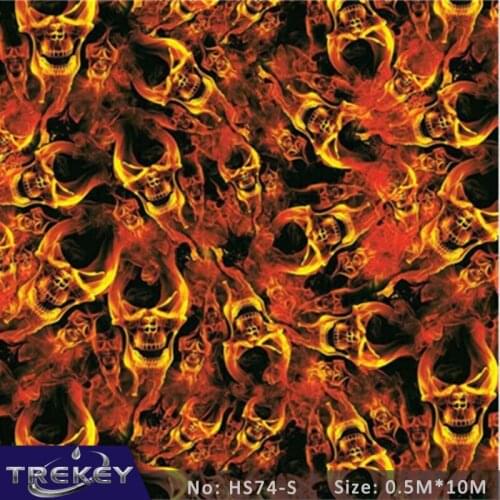 [Width 0.5M] Skull Flame Water Transfer Printing Film HS74-S/ HS78-S, Hydrographic film,Pva Water Soluble Film Hidrografik