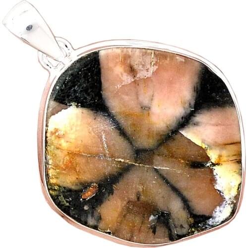 Genuine CHIASTOLITE Pendant 925 Sterling Silver, 50.7 mm, AP6343