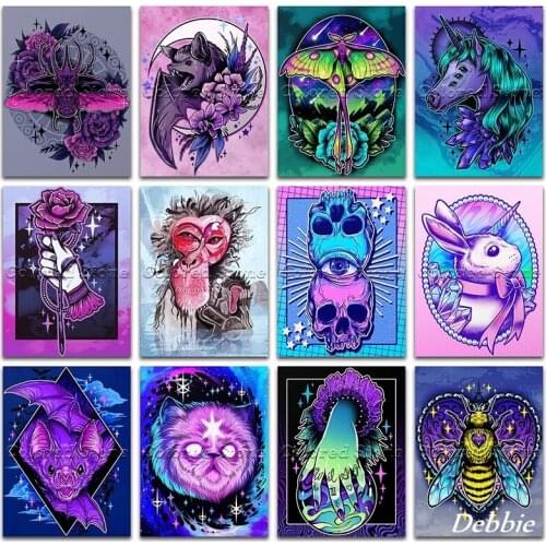 Full Square/Round Diamond Painting Embroidery Cross Stitch Animal Colorful Insect Bat Moth Unicorn Rose Monkey Bunny Bee Mosaic
