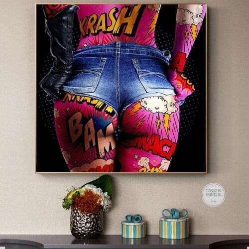 Pop Graffiti Beauty Hip Canvas Painting Sexy Ass Poster Abstract Woman Wall Art Prints Colorful Pictures for Room Decor Cuadros