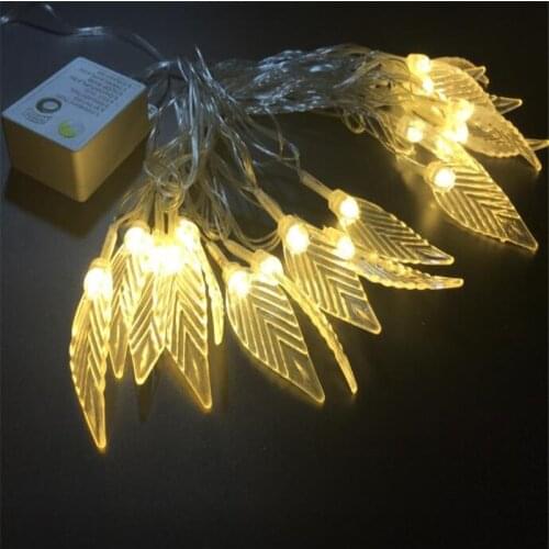 EU US Plug 4m 20leds Holiday lights plastic leaves LED light string Christmas Tree Wedding fairy garland Party Lawn Decoration